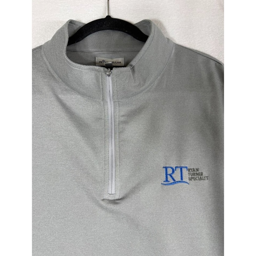 Peter Millar Pullover Men XXL Gray  1/4‎ Zip Performance Stretch Mock Neck Logo - Picture 10 of 16
